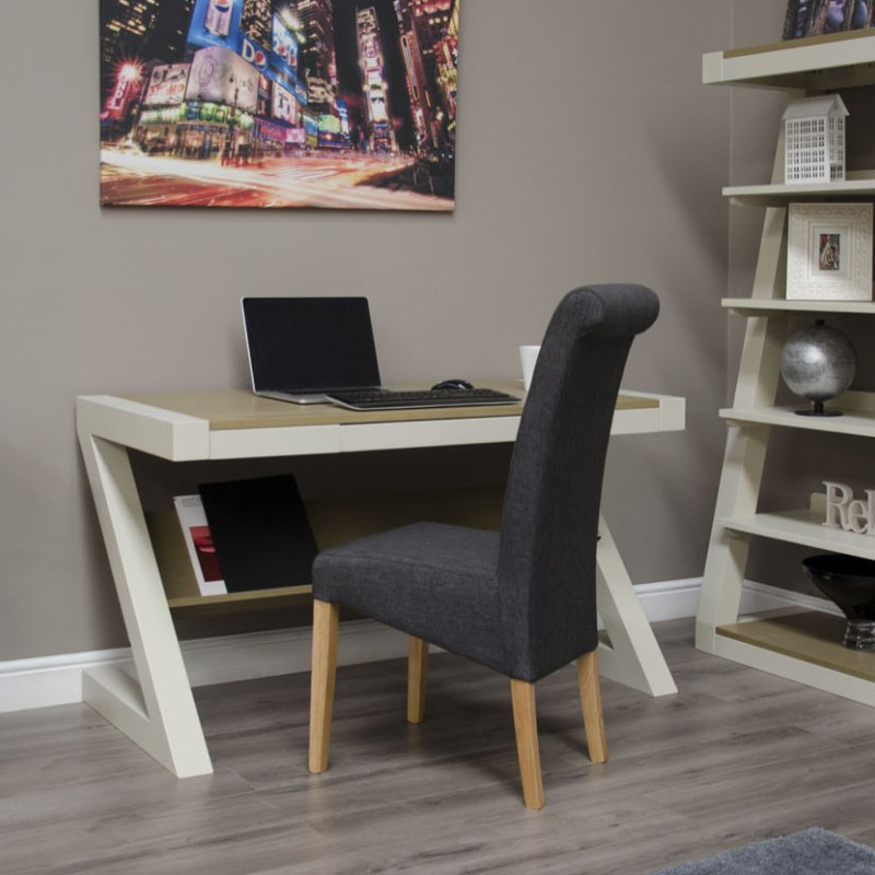 Z Painted Computer Desk with Smoke Oak Top