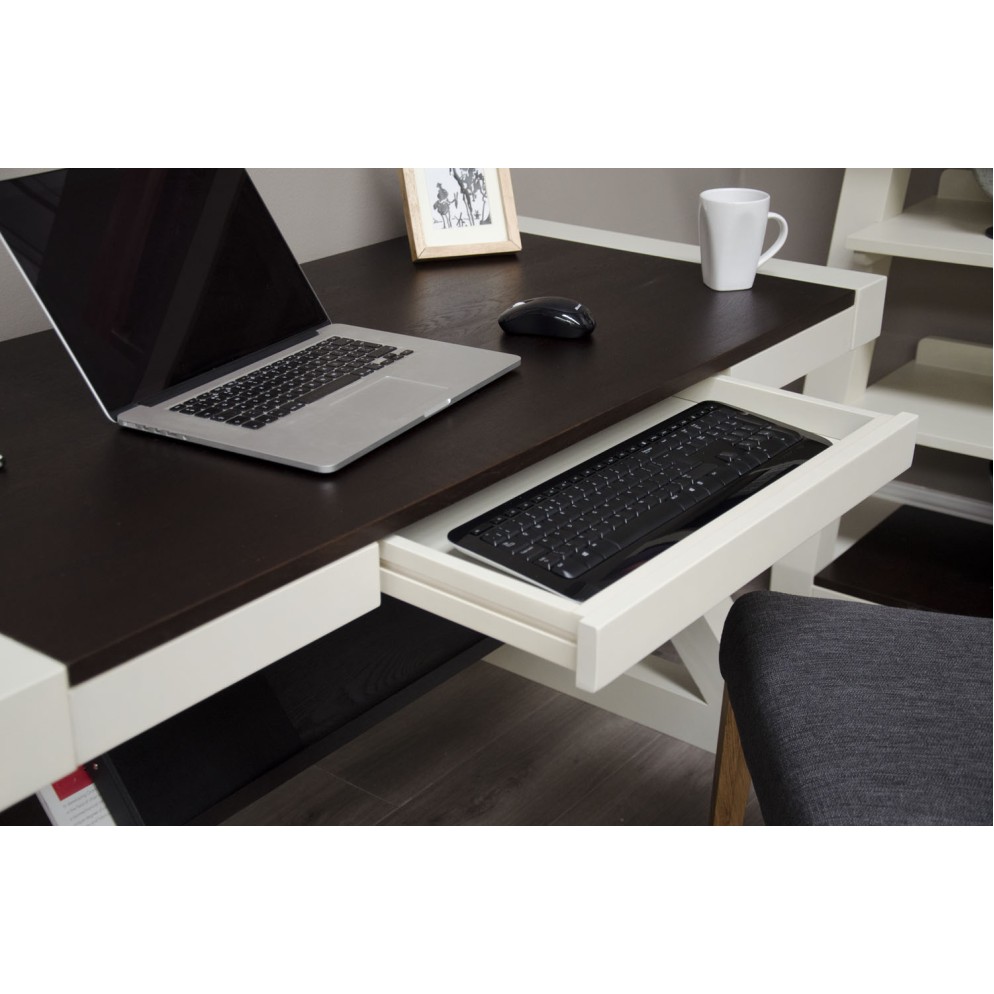 Z Painted Computer Desk with Natural Oak Top