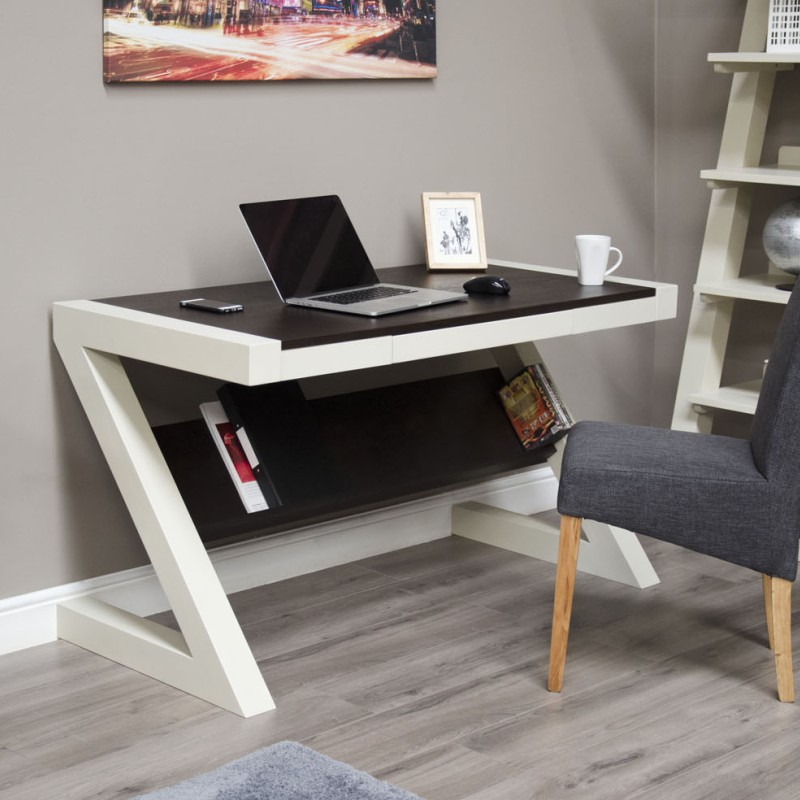 Z Painted Computer Desk with Wenge Oak Top