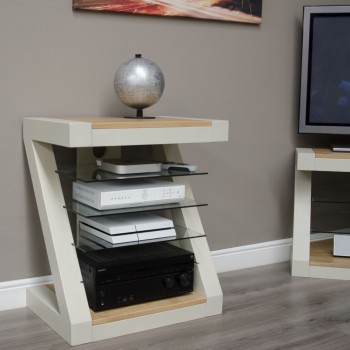 Z Painted Hifi Unit Cabinet with Natural Oak Top