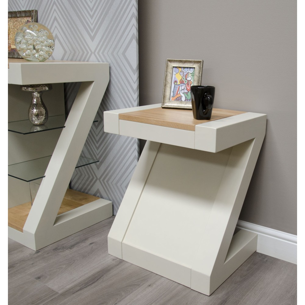 Z Painted  Lamp Table with Natural Oak Top