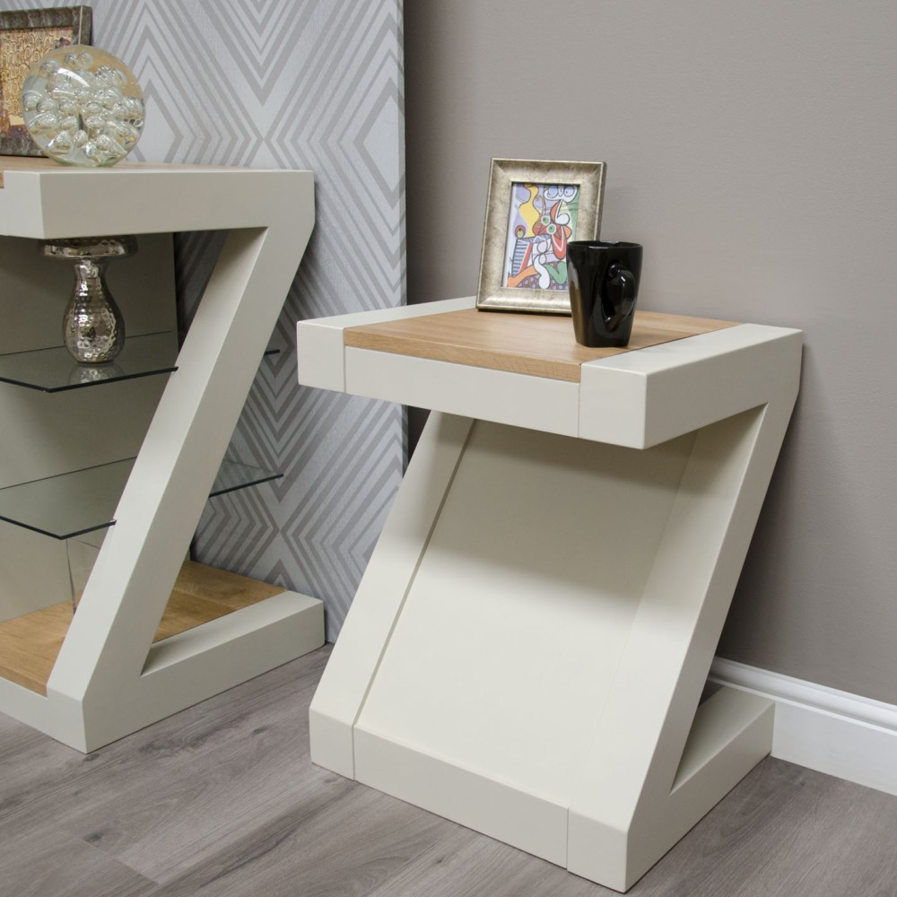Z Painted  Lamp Table with Natural Oak Top