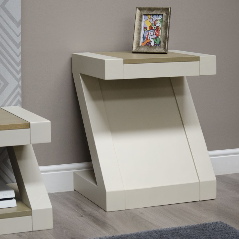 Z Painted  Lamp Table with Smoke Oak Top