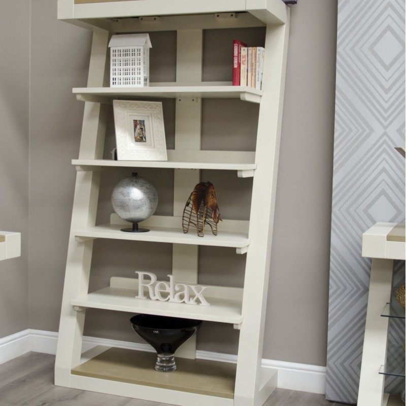 Z Painted  Large Bookcase with Smoke Oak Top