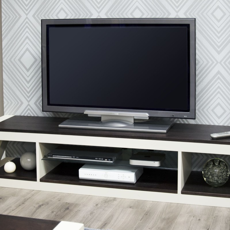 Z Painted Large Plasma TV Cabinet with Wenge Oak Top