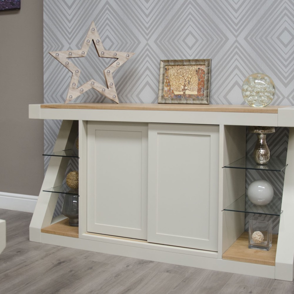 Z Painted Large Sideboard with Natural Oak Top