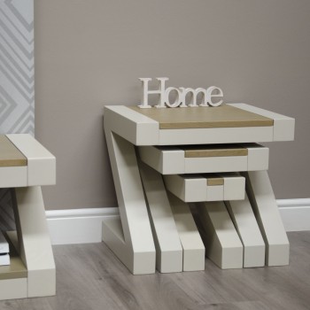 Z Painted Nest of Tables with Smoke Oak Top