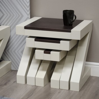 Z Painted Nest of Tables with Wenge Oak Top