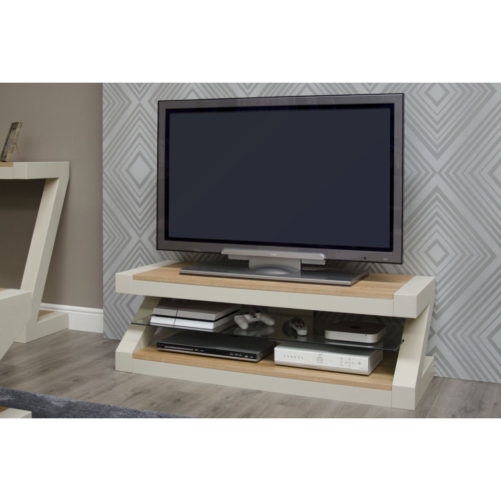 Z Painted Plasma TV Cabinet with Natural Oak Top Z Painted Plasma TV Cabinet with Natural Oak Top