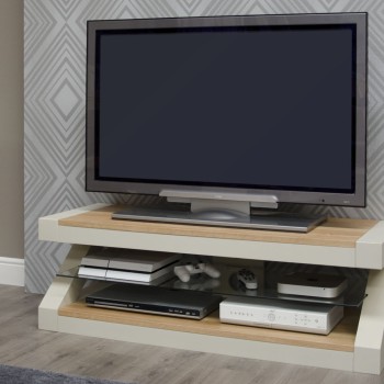 Z Painted Plasma TV Cabinet with Natural Oak Top