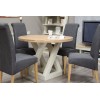 Z Painted Round Dining Table with Natural Oak Top