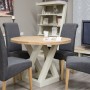 Z Painted Round Dining Table with Natural Oak Top