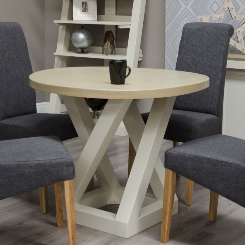 Z Painted Round Dining Table with Smoke Oak Top