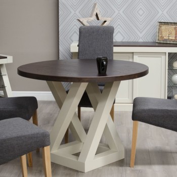 Z Painted Round Dining Table with Wenge Oak Top