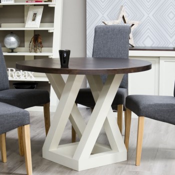 Z Painted Round Dining Table with Wenge Oak Top