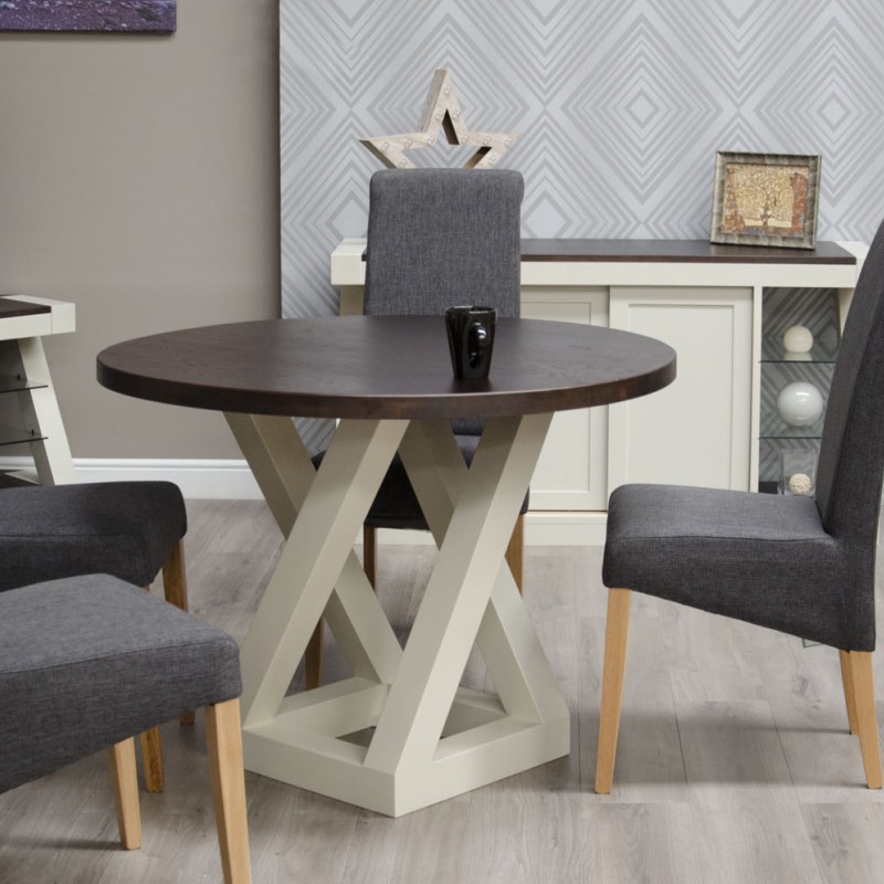 Z Painted Round Dining Table with Wenge Oak Top