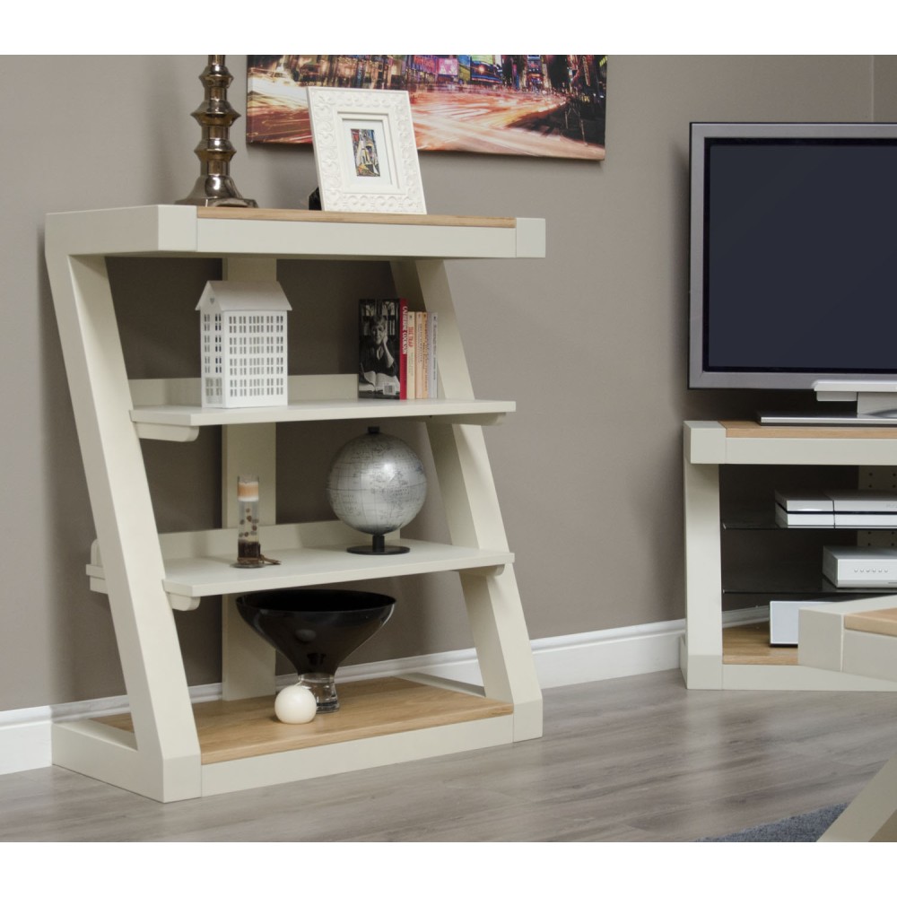 Z Painted Small Bookcase with Natural Oak Top