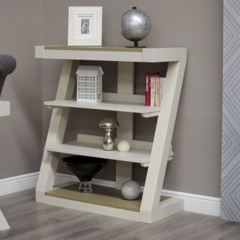 Z Painted Small Bookcase with Smoke Oak Top