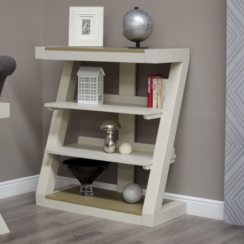 Z Painted Small Bookcase with Smoke Oak Top