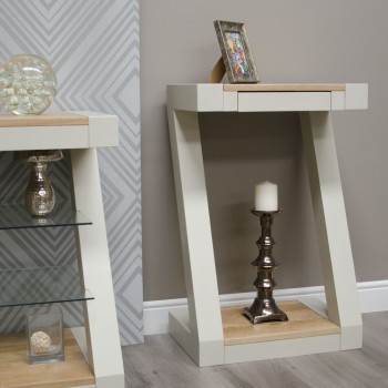 Z Painted Small Hall Table with Natural Oak Top