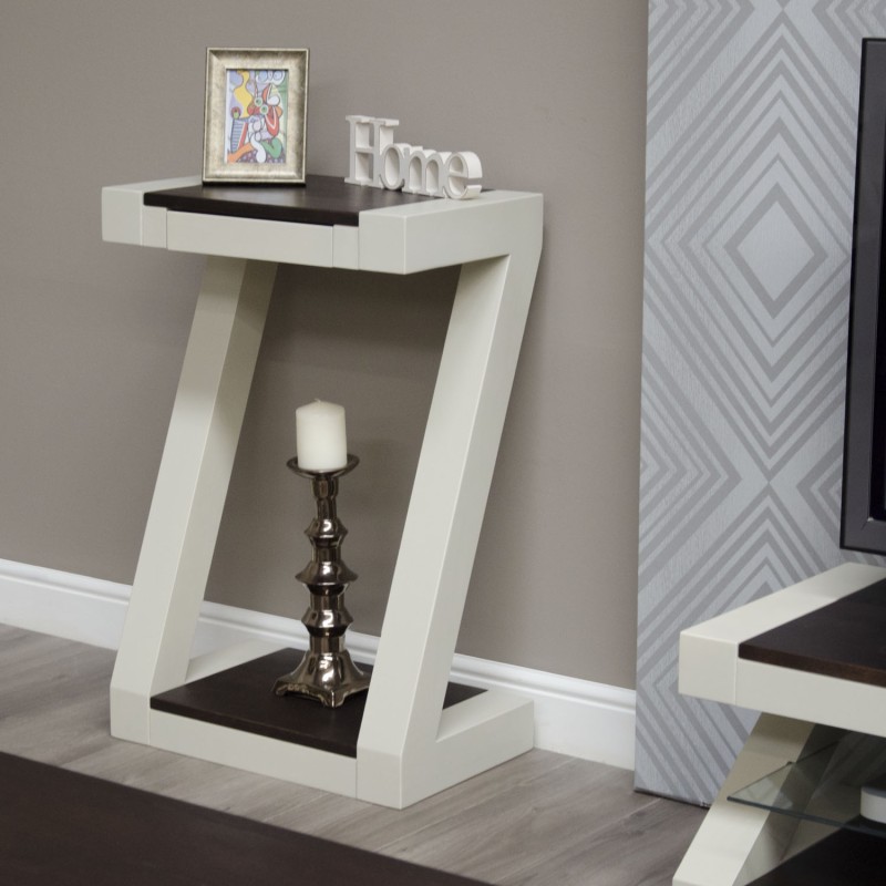 Z Painted Small Hall Table with Wenge Oak Top