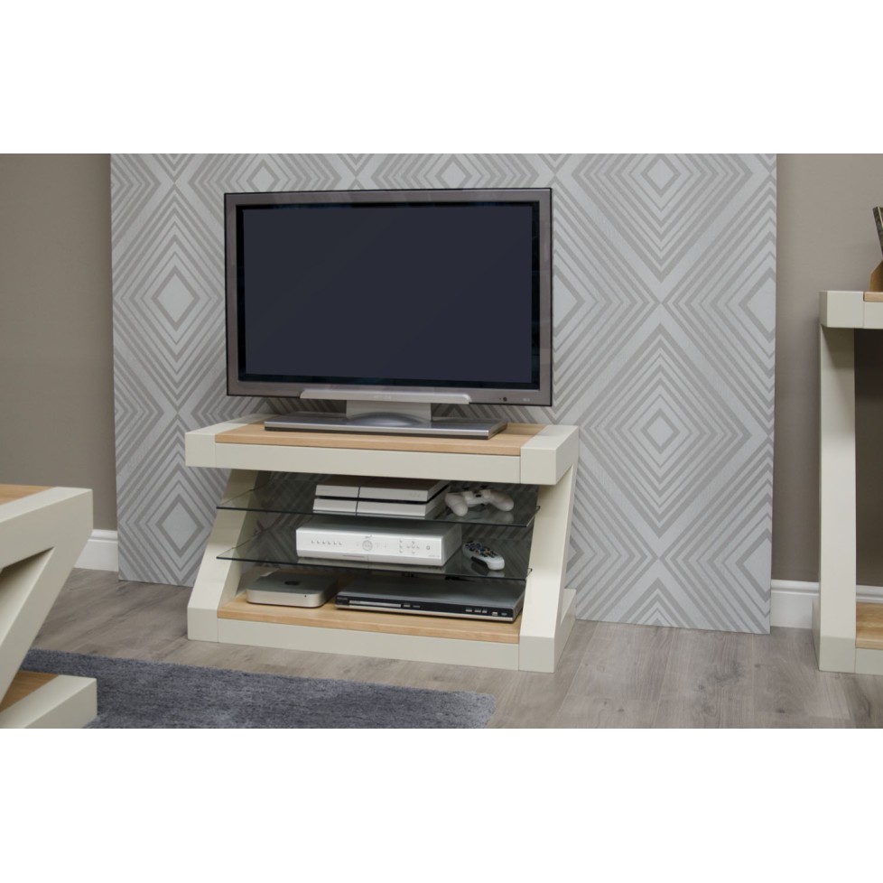 Z Painted TV Cabinet with Natural Oak Top Z Painted TV Cabinet with Natural Oak Top