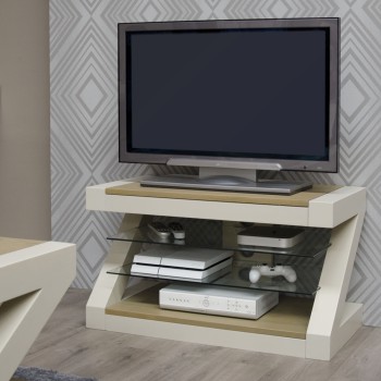 Z Painted TV Cabinet with Smoke Oak Top