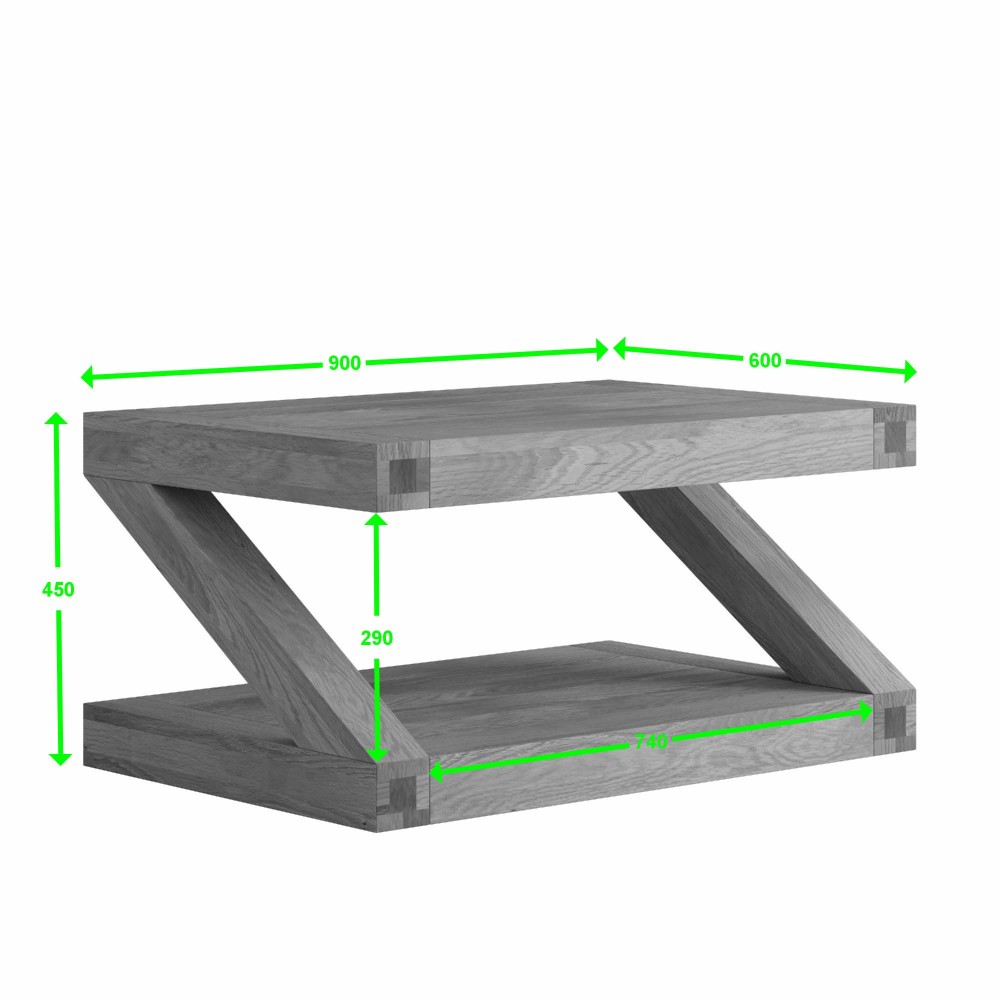 Z Painted 3X2 Coffee Table with Natural Oak Top