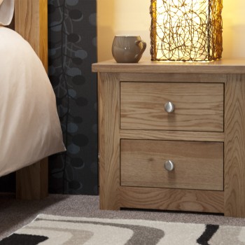 Torino Contemporary Oak 2 Drawer Narrow Bedside