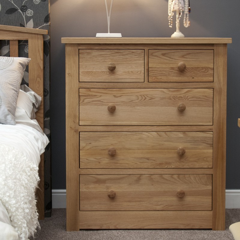 Torino Contemporary Oak 2 Over 3 Drawer Chest