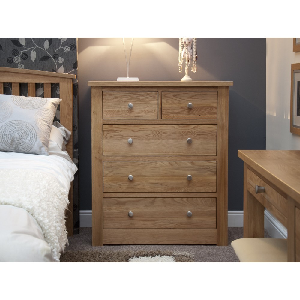 Torino Contemporary Oak 2 Over 3 Drawer Chest