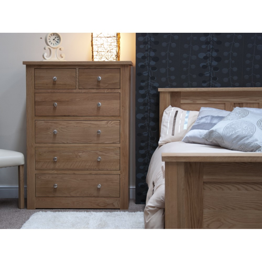 Torino Contemporary Oak 2 Over 4 Drawer Chest