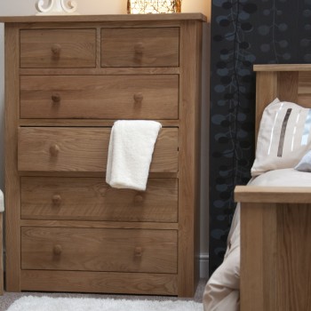 Torino Contemporary Oak 2 Over 4 Drawer Chest