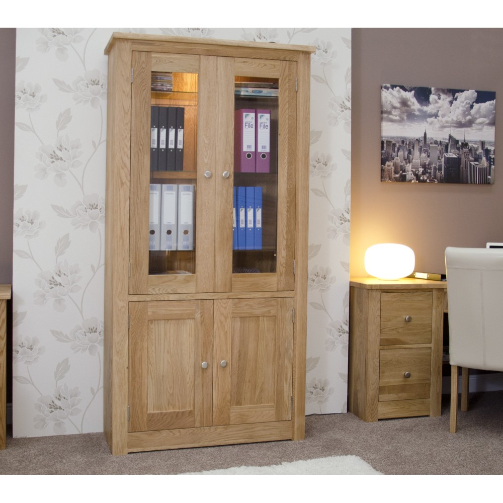 Torino Contemporary Oak 4 Door Library Unit