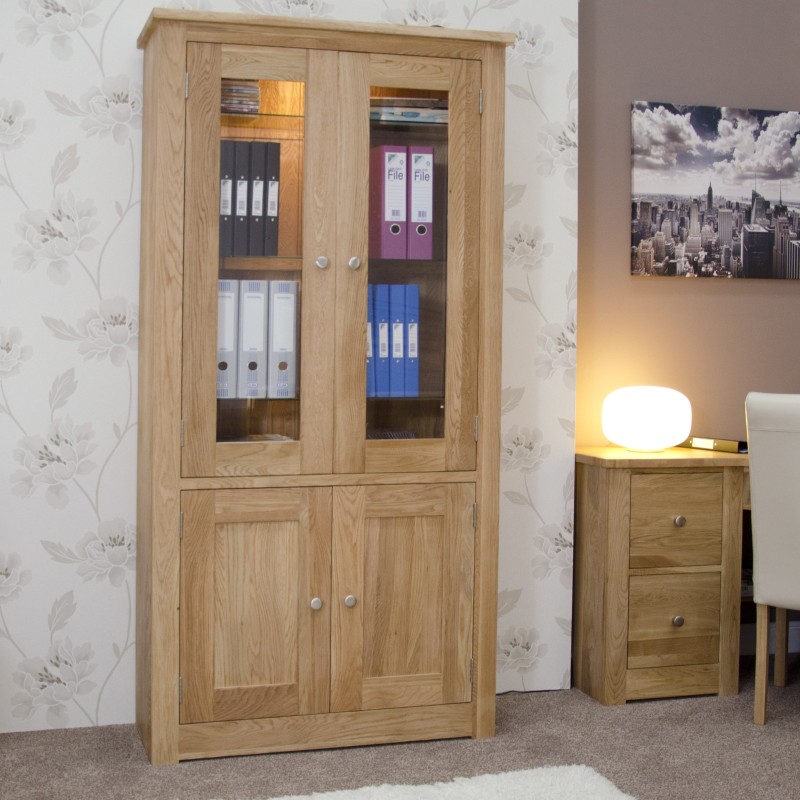 Torino Contemporary Oak 4 Door Library Unit