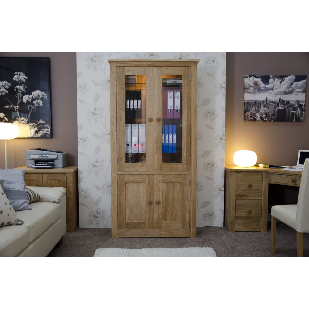 Torino Contemporary Oak 4 Door Library Unit