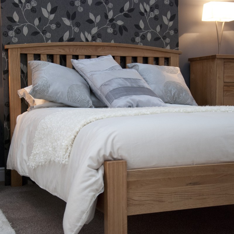 Torino Contemporary Oak Double Arched Bed