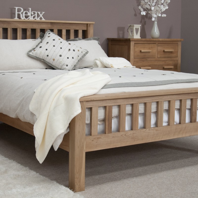 Torino Contemporary Oak Double High Foot End Bed