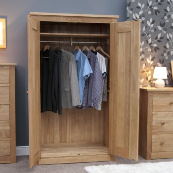 Torino Contemporary Oak Double Wardrobe
