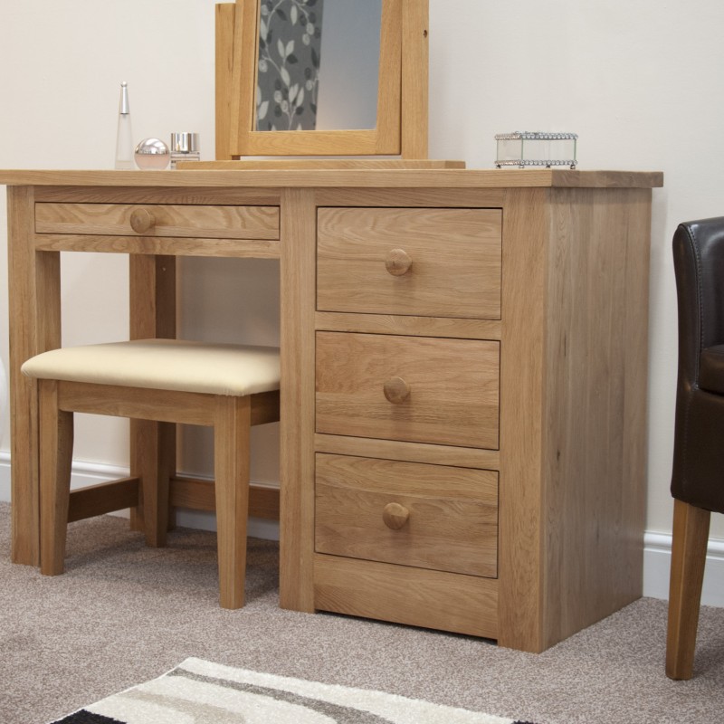 Torino Contemporary Oak Dressing Table + Stool