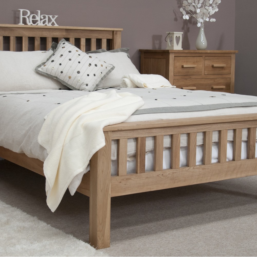 Torino Contemporary Oak Kingsize High Foot End Bed
