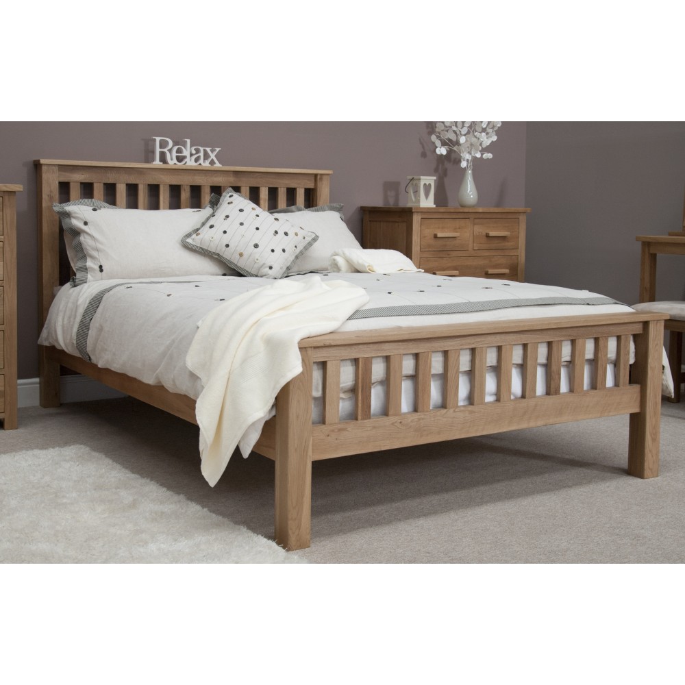 Torino Contemporary Oak Kingsize High Foot End Bed