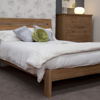 Torino Contemporary Oak Kingsize Slatted Bed