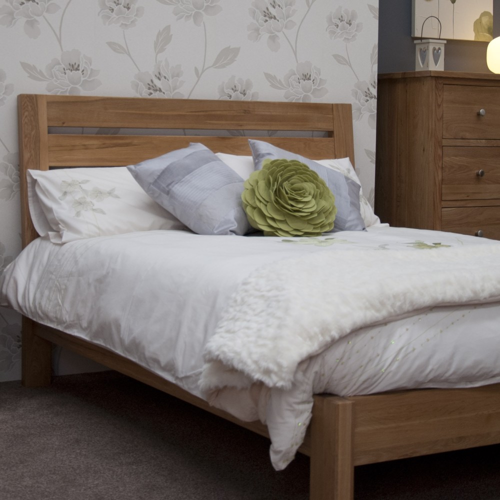 Torino Contemporary Oak Superking Slatted Bed