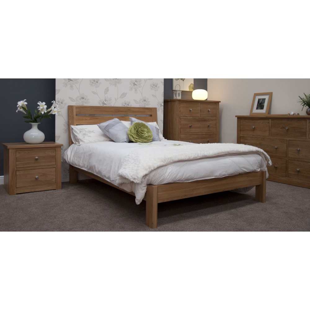 Torino Contemporary Oak Superking Slatted Bed
