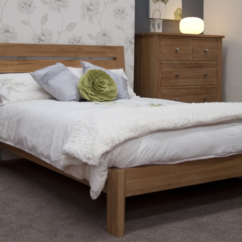 Torino Contemporary Oak Superking Slatted Bed