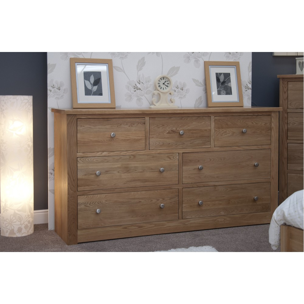 Torino Contemporary Oak WIDE 7 Drawer Multi Chest