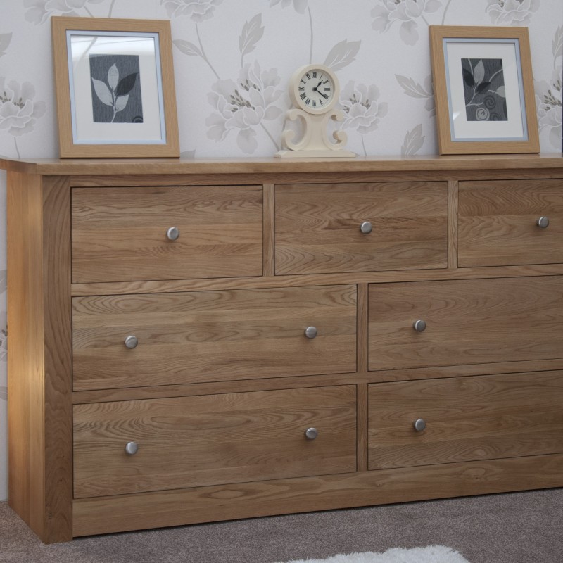 Torino Contemporary Oak WIDE 7 Drawer Multi Chest