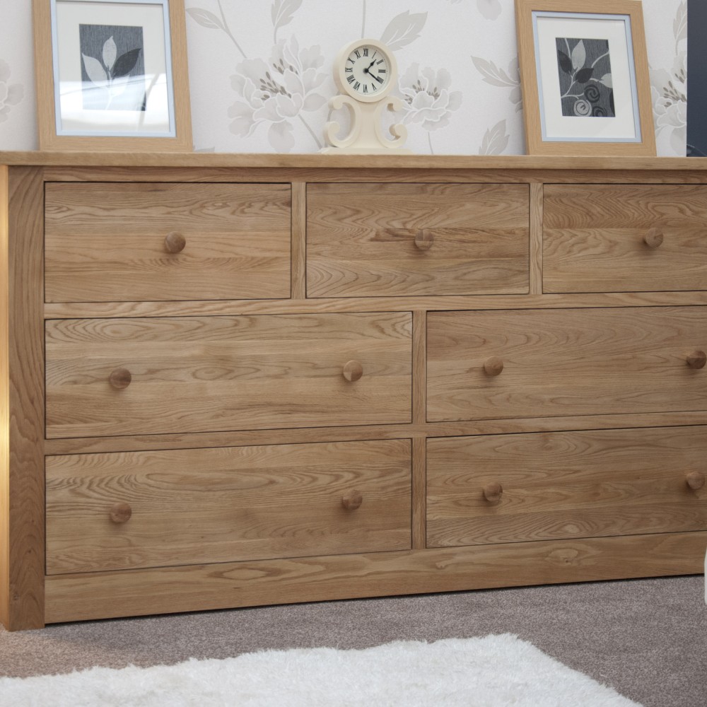 Torino Contemporary Oak WIDE 7 Drawer Multi Chest