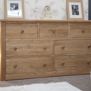 Torino Contemporary Oak WIDE 7 Drawer Multi Chest
